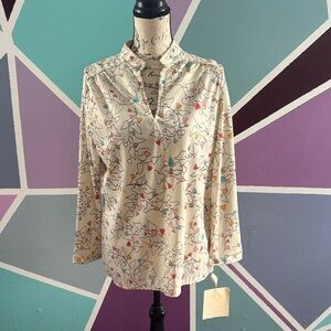 Vintage Patterned Cream Women's Top